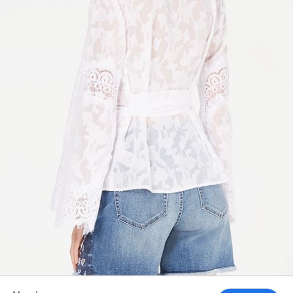 🆕 INC Bright white lace wrap top - Picture 3 of 6
